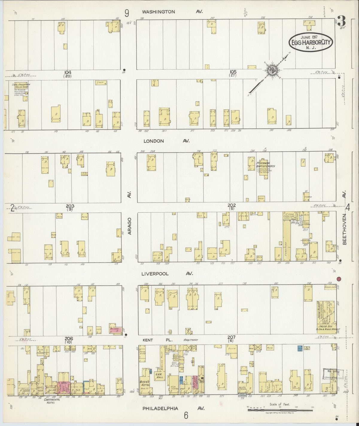 Sanborn Fire Insurance Map from Egg Harbor City, Atlantic County, New Jersey (1917), Sheet #0003 - Complete Map Set gallery image, historic Sanborn map, vintage wall art, New Jersey New Jersey