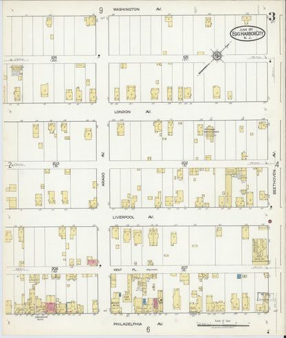 Sanborn Fire Insurance Map from Egg Harbor City, Atlantic County, New Jersey (1917), Sheet #0003 - Complete Map Set gallery image, historic Sanborn map, vintage wall art, New Jersey New Jersey