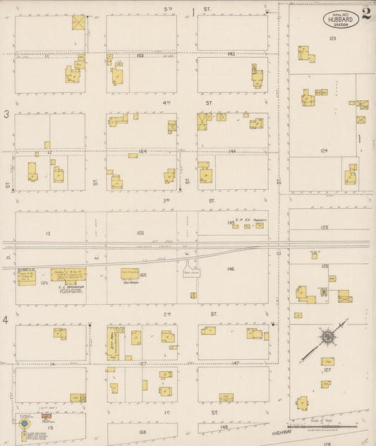 Sanborn Fire Insurance Map from Hubbard, Marion County, Oregon (1922), Sheet #0002 - Historic Sanborn Fire Insurance Map Print, vintage old map wall art, antique decor, genealogy gift, Oregon Oregon map