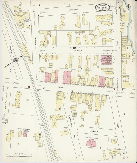 Sanborn Fire Insurance Map from Pittsfield, Somerset County, Maine (1914), Sheet #0006 - Historic Sanborn Fire Insurance Map Print, vintage old map wall art, antique decor, genealogy gift, Maine Maine map