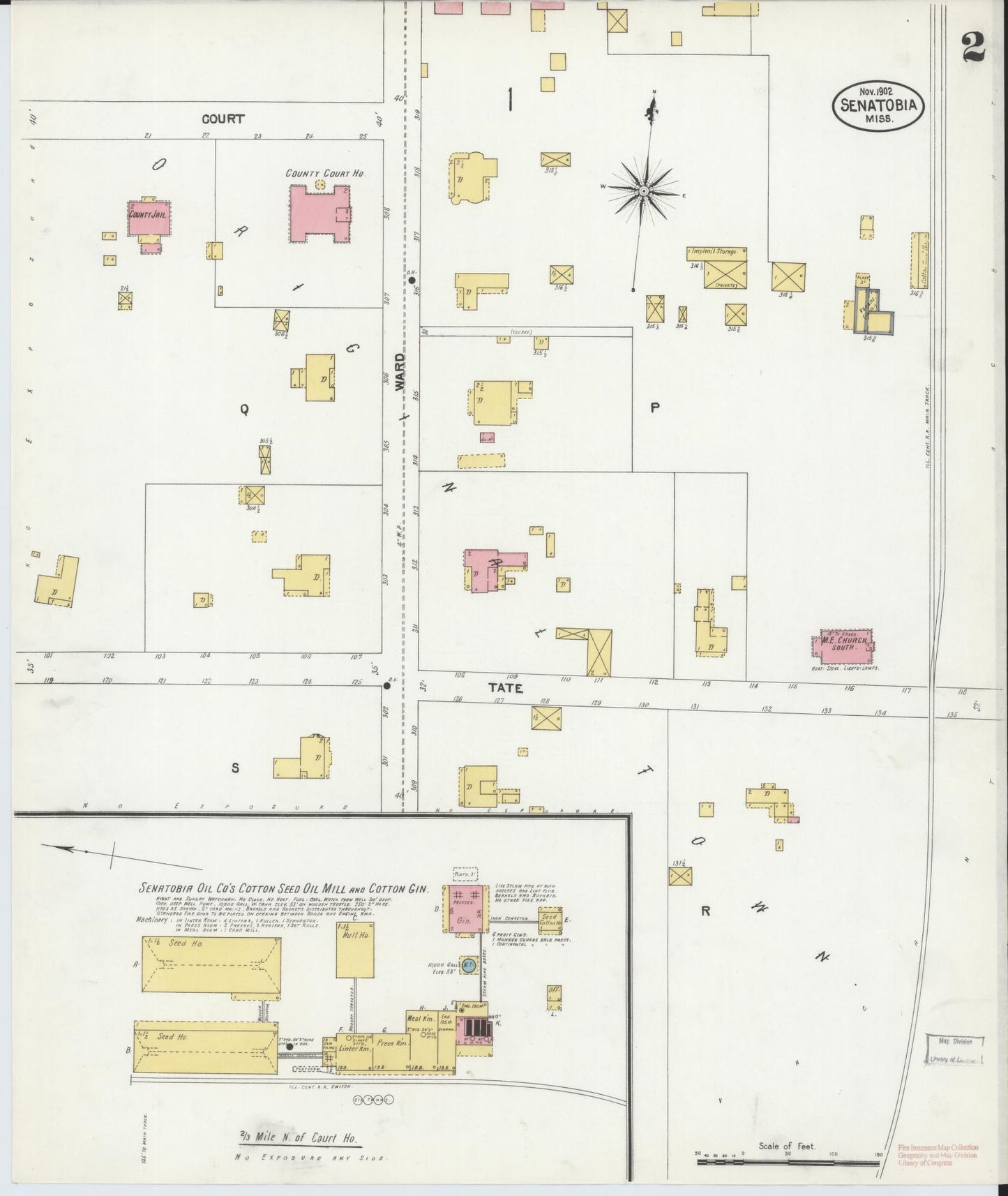 Sanborn Fire Insurance Map from Senatobia, Tate County, Mississippi (1902), Sheet #0002 - Complete Map Set gallery image, historic Sanborn map, vintage wall art, Mississippi Mississippi