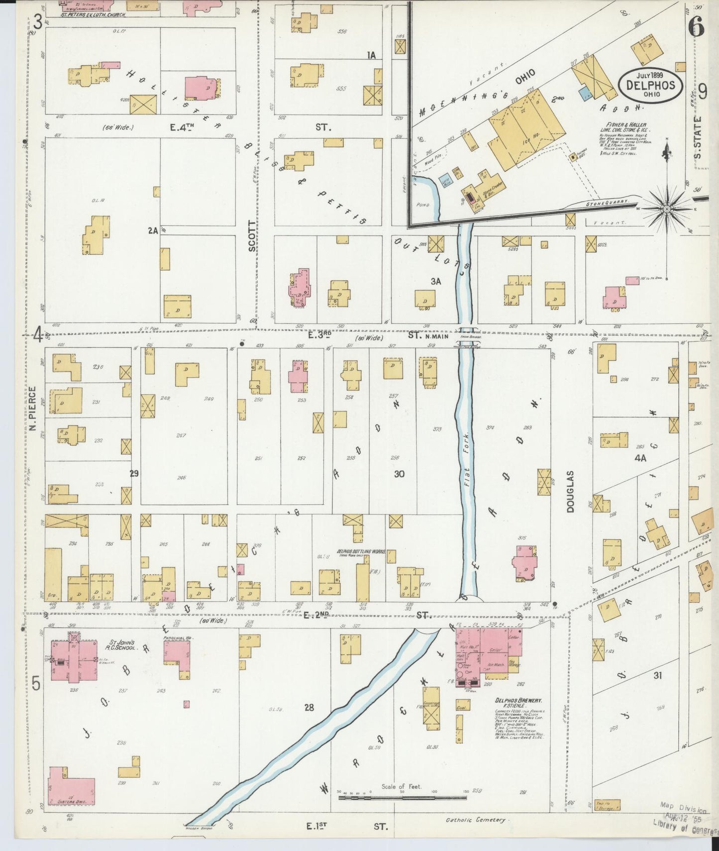 Sanborn Fire Insurance Map from Delphos, Van Wert And Allen Counties, Ohio (1899), Sheet #0006 - Historic Sanborn Fire Insurance Map Print, vintage old map wall art, antique decor, genealogy gift, Ohio Ohio map