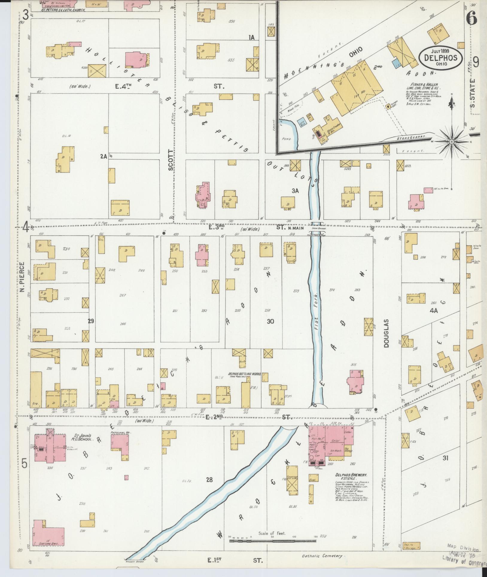 Sanborn Fire Insurance Map from Delphos, Van Wert And Allen Counties, Ohio (1899), Sheet #0006 - Historic Sanborn Fire Insurance Map Print, vintage old map wall art, antique decor, genealogy gift, Ohio Ohio map