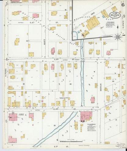 Sanborn Fire Insurance Map from Delphos, Van Wert And Allen Counties, Ohio (1899), Sheet #0006 - Historic Sanborn Fire Insurance Map Print, vintage old map wall art, antique decor, genealogy gift, Ohio Ohio map