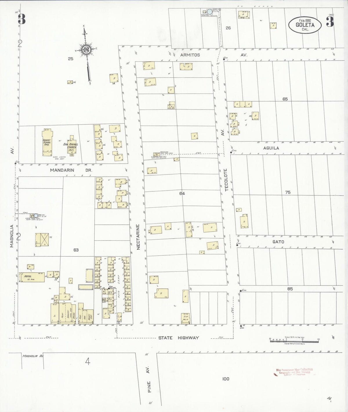 Sanborn Fire Insurance Map from Goleta, Santa Barbara County, California (1930), Sheet #0003 - Complete Map Set gallery image, historic Sanborn map, vintage wall art, California California