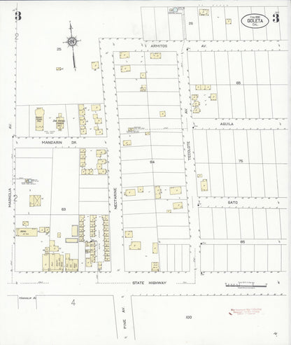 Sanborn Fire Insurance Map from Goleta, Santa Barbara County, California (1930), Sheet #0003 - Complete Map Set gallery image, historic Sanborn map, vintage wall art, California California