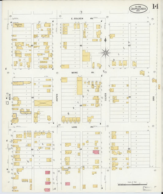 Sanborn Fire Insurance Map from Cripple Creek, Teller County, Colorado (1908), Sheet #0014 - Historic Sanborn Fire Insurance Map Print, vintage old map wall art, antique decor, genealogy gift, Colorado Colorado map