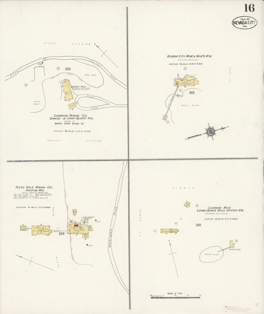 Sanborn Fire Insurance Map from Nevada City, Nevada County, California (1912), Sheet #0016 - Historic Sanborn Fire Insurance Map Print, vintage old map wall art, antique decor, genealogy gift, California California map