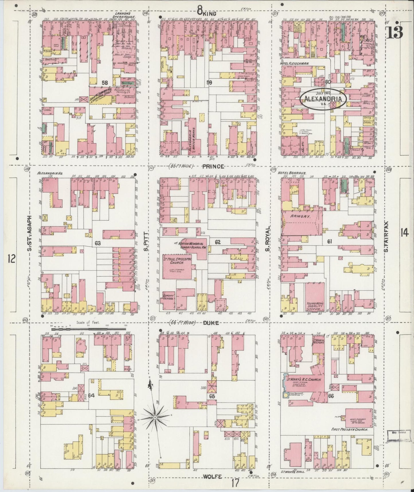 Sanborn Fire Insurance Map from Alexandria, Independent Cities, Virginia (1902), Sheet #0013 - Complete Map Set gallery image, historic Sanborn map, vintage wall art, Virginia Virginia