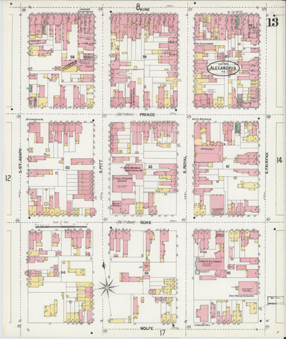 Sanborn Fire Insurance Map from Alexandria, Independent Cities, Virginia (1902), Sheet #0013 - Complete Map Set gallery image, historic Sanborn map, vintage wall art, Virginia Virginia
