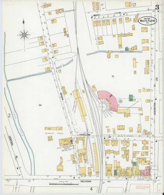 Sanborn Fire Insurance Map from White Plains, Westchester County, New York (1900), Sheet #0003 - Historic Sanborn Fire Insurance Map Print, vintage old map wall art, antique decor, genealogy gift, New York New York map