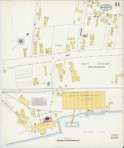 Sanborn Fire Insurance Map from Gardiner, Kennebec County, Maine (1903), Sheet #0011 - Complete Map Set gallery image, historic Sanborn map, vintage wall art, Maine Maine