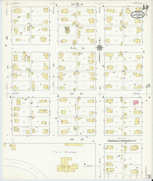 Sanborn Fire Insurance Map from La Porte, La Porte County, Indiana (1912), Sheet #0014 - Historic Sanborn Fire Insurance Map Print, vintage old map wall art, antique decor, genealogy gift, Indiana Indiana map
