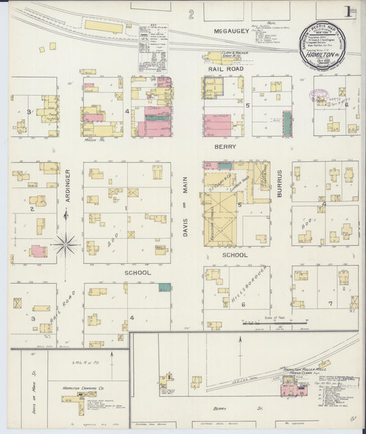 Sanborn Fire Insurance Map from Hamilton, Caldwell County, Missouri (1893), Sheet #0001 - Complete Map Set gallery image, historic Sanborn map, vintage wall art, Missouri Missouri
