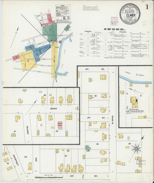Sanborn Fire Insurance Map from Elmer, Salem County, New Jersey (1902), Sheet #0001 - Historic Sanborn Fire Insurance Map Print, vintage old map wall art, antique decor, genealogy gift, New Jersey New Jersey map