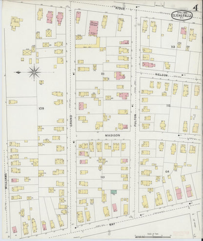 Sanborn Fire Insurance Map from Glens Falls, Warren County, New York (1895), Sheet #0004 - Complete Map Set gallery image, historic Sanborn map, vintage wall art, New York New York