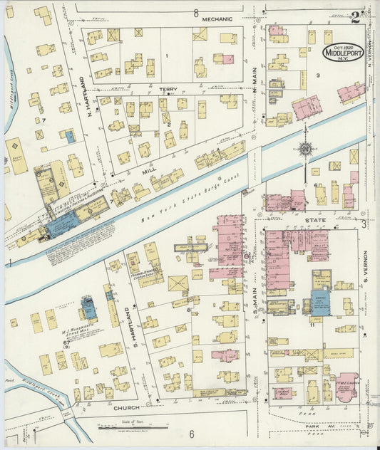 Sanborn Fire Insurance Map from Middleport, Niagara County, New York (1920), Sheet #0002 - Historic Sanborn Fire Insurance Map Print, vintage old map wall art, antique decor, genealogy gift, New York New York map