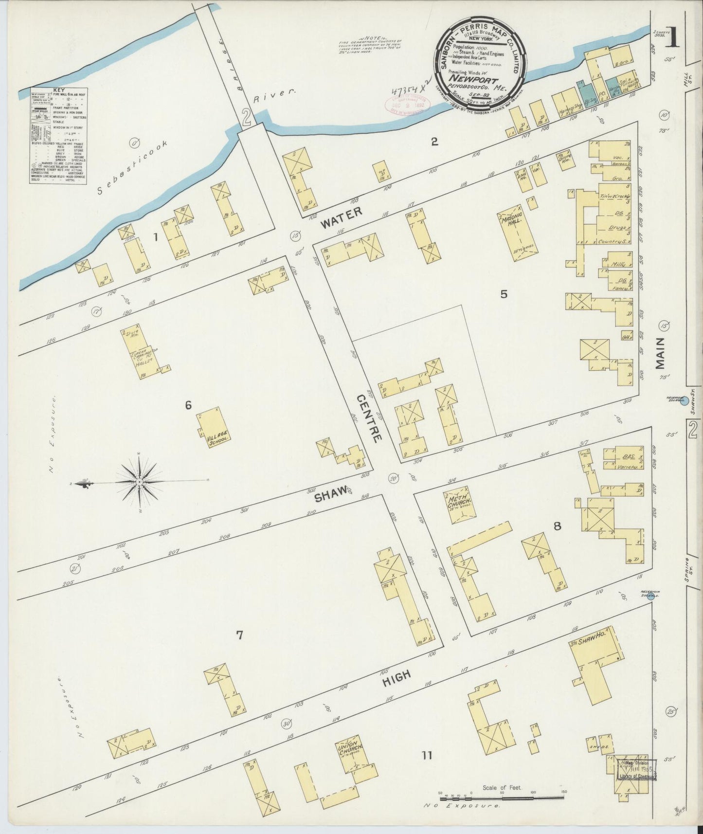 Sanborn Fire Insurance Map from Newport, Penobscot County, Maine. (1892) – Historic Sanborn Fire Insurance Map Print
