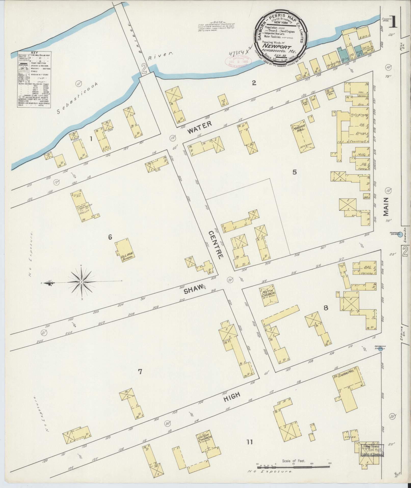 Sanborn Fire Insurance Map from Newport, Penobscot County, Maine. (1892) – Historic Sanborn Fire Insurance Map Print