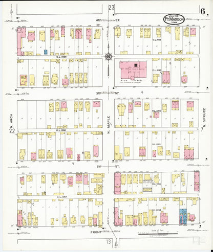 Sanborn Fire Insurance Map from Fort Madison, Lee County, Iowa (1919), Sheet #0006 - Historic Sanborn Fire Insurance Map Print