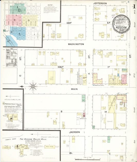 Sanborn Fire Insurance Map from Moscow, Latah County, Idaho. (1891) – Historic Sanborn Fire Insurance Map Print