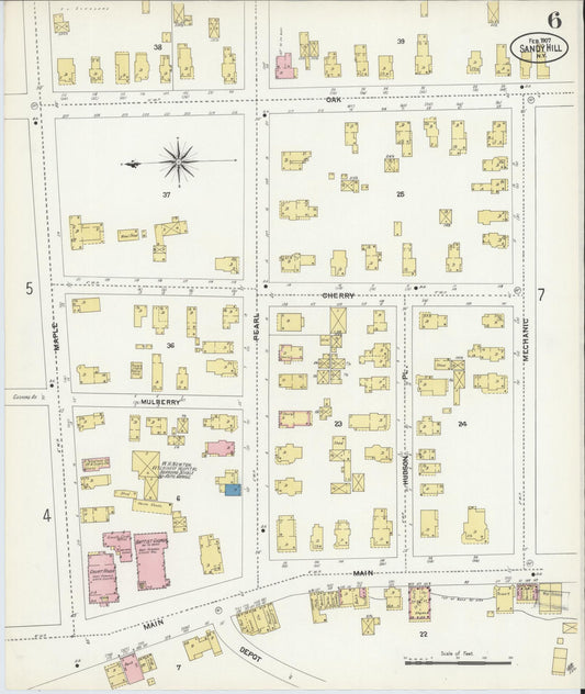 Sanborn Fire Insurance Map from Sandy Hill, Washington County, New York (1907), Sheet #0006 - Historic Sanborn Fire Insurance Map Print, vintage old map wall art, antique decor, genealogy gift, New York New York map