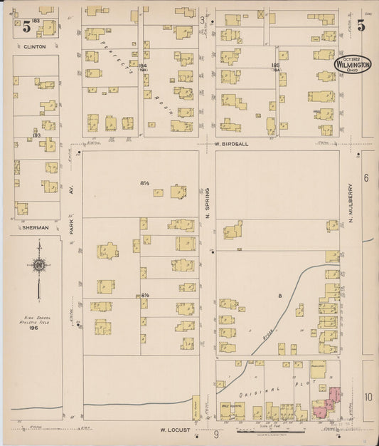 Sanborn Fire Insurance Map from Wilmington, Clinton County, Ohio (1922), Sheet #0005 - Historic Sanborn Fire Insurance Map Print, vintage old map wall art, antique decor, genealogy gift, Ohio Ohio map