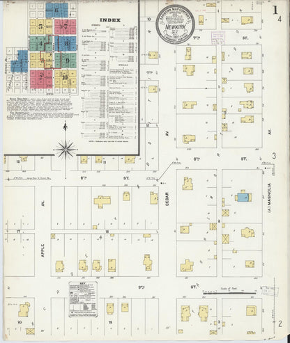 Sanborn Fire Insurance Map from Newkirk, Kay County, Oklahoma (1907), Sheet #0001 - Complete Map Set gallery image, historic Sanborn map, vintage wall art, Oklahoma Oklahoma