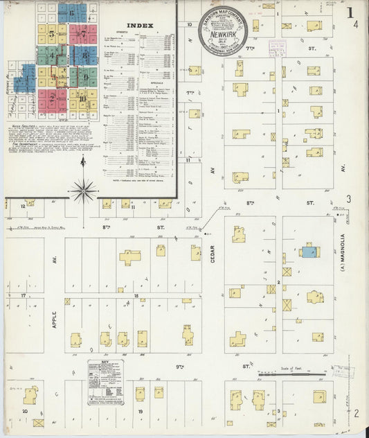 Sanborn Fire Insurance Map from Newkirk, Kay County, Oklahoma (1907), Sheet #0001 - Complete Map Set gallery image, historic Sanborn map, vintage wall art, Oklahoma Oklahoma