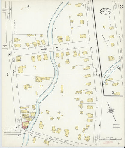 Sanborn Fire Insurance Map from Walton, Delaware County, New York (1911), Sheet #0003 - Complete Map Set gallery image, historic Sanborn map, vintage wall art, Walton Delaware