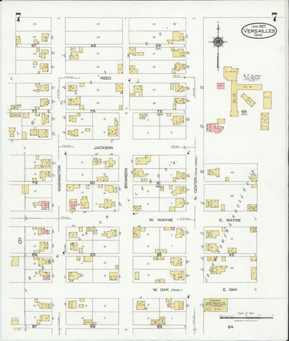 Sanborn Fire Insurance Map from Versailles, Darke County, Ohio (1925), Sheet #0007 - Complete Map Set gallery image, historic Sanborn map, vintage wall art, Ohio Ohio
