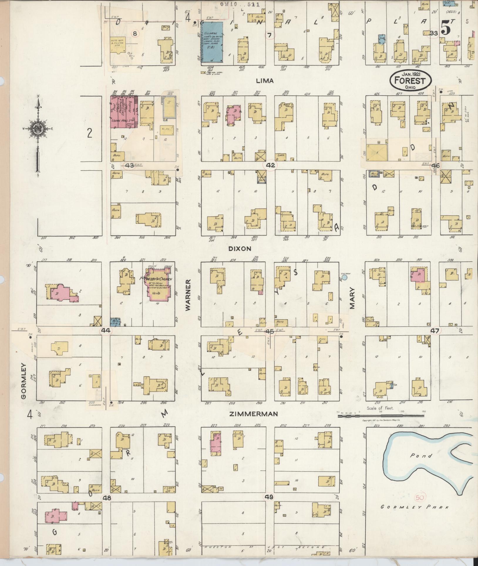 Sanborn Fire Insurance Map from Forest, Hardin County, Ohio (1932), Sheet #0005 - Historic Sanborn Fire Insurance Map Print, vintage old map wall art, antique decor, genealogy gift, Ohio Ohio map