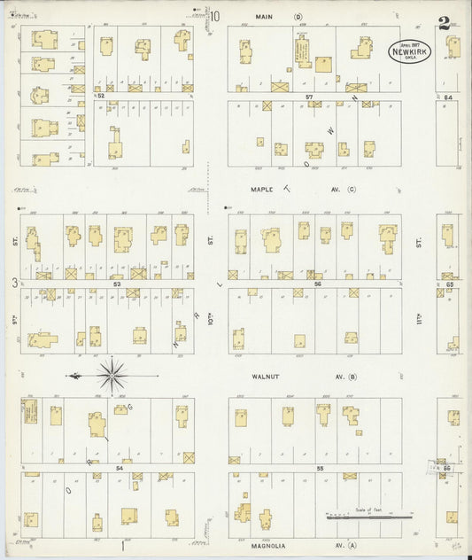 Sanborn Fire Insurance Map from Newkirk, Kay County, Oklahoma (1907), Sheet #0002 - Historic Sanborn Fire Insurance Map Print, vintage old map wall art, antique decor, genealogy gift, Oklahoma Oklahoma map