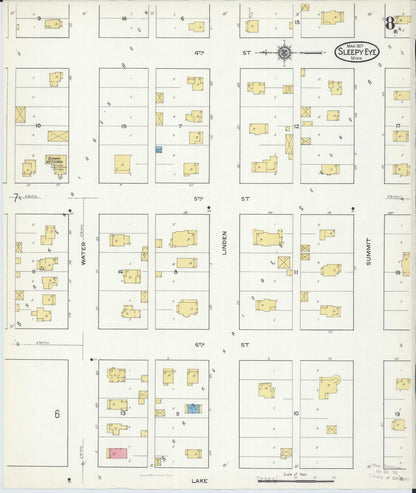 Sanborn Fire Insurance Map from Sleepy Eye, Brown County, Minnesota (1917), Sheet #0008 - Complete Map Set gallery image, historic Sanborn map, vintage wall art, Minnesota Minnesota