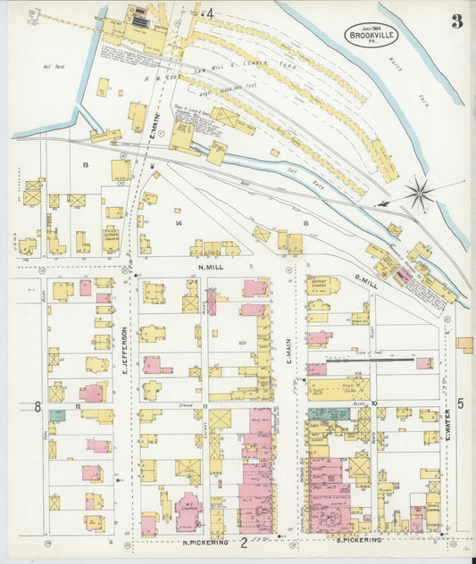Sanborn Fire Insurance Map from Brookville, Jefferson County, Pennsylvania (1904), Sheet #0003 - Historic Sanborn Fire Insurance Map Print, vintage old map wall art, antique decor, genealogy gift, Pennsylvania Pennsylvania map