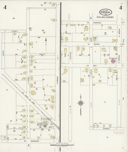 Sanborn Fire Insurance Map from Doerun, Colquitt County, Georgia (1924), Sheet #0004 - Complete Map Set gallery image, historic Sanborn map, vintage wall art, Georgia Georgia