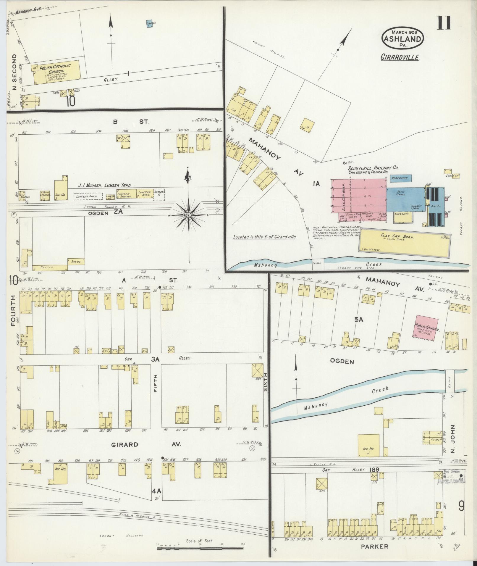 Sanborn Fire Insurance Map from Ashland, Schuylkill County, Pennsylvania (1908), Sheet #0011 - Historic Sanborn Fire Insurance Map Print, vintage old map wall art, antique decor, genealogy gift, Pennsylvania Pennsylvania map