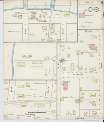 Sanborn Fire Insurance Map from Flushing, Genesee County, Michigan (1893), Sheet #0002 - Complete Map Set gallery image, historic Sanborn map, vintage wall art, Michigan Michigan