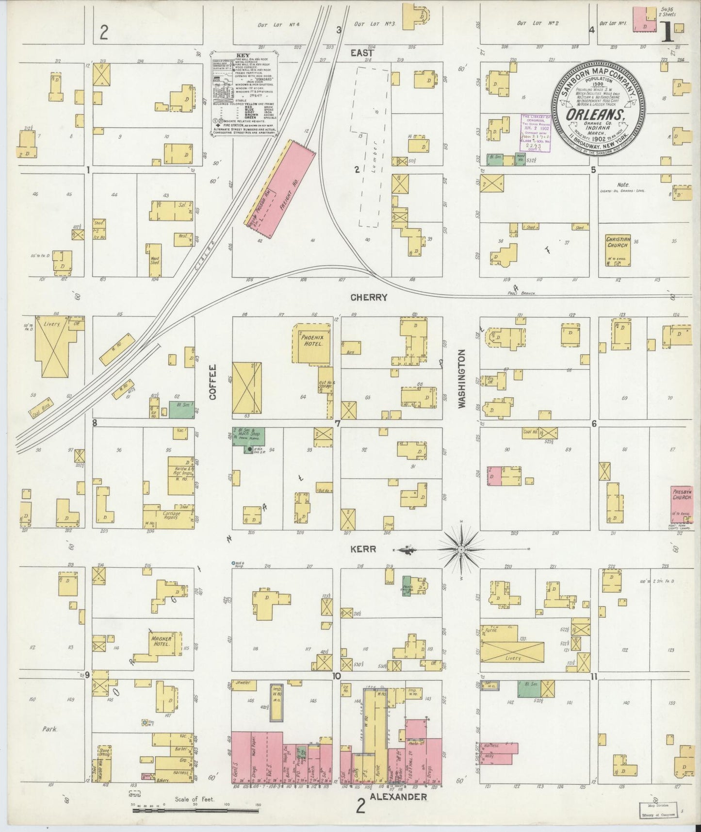 Sanborn Fire Insurance Map from Orleans, Orange County, Indiana (1902), Sheet #0001 - Complete Map Set gallery image, historic Sanborn map, vintage wall art, Indiana Indiana