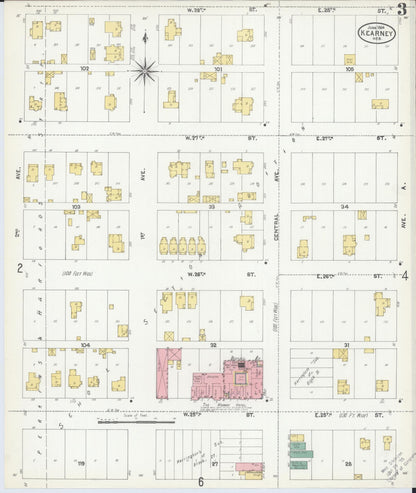 Sanborn Fire Insurance Map from Kearney, Buffalo County, Nebraska (1904), Sheet #0003 - Complete Map Set gallery image, historic Sanborn map, vintage wall art, Nebraska Nebraska