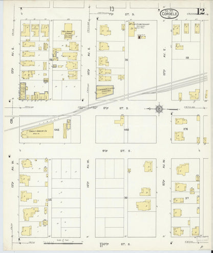 Sanborn Fire Insurance Map from Cordele, Crisp County, Georgia (1913), Sheet #0012 - Complete Map Set gallery image, historic Sanborn map, vintage wall art, Georgia Georgia