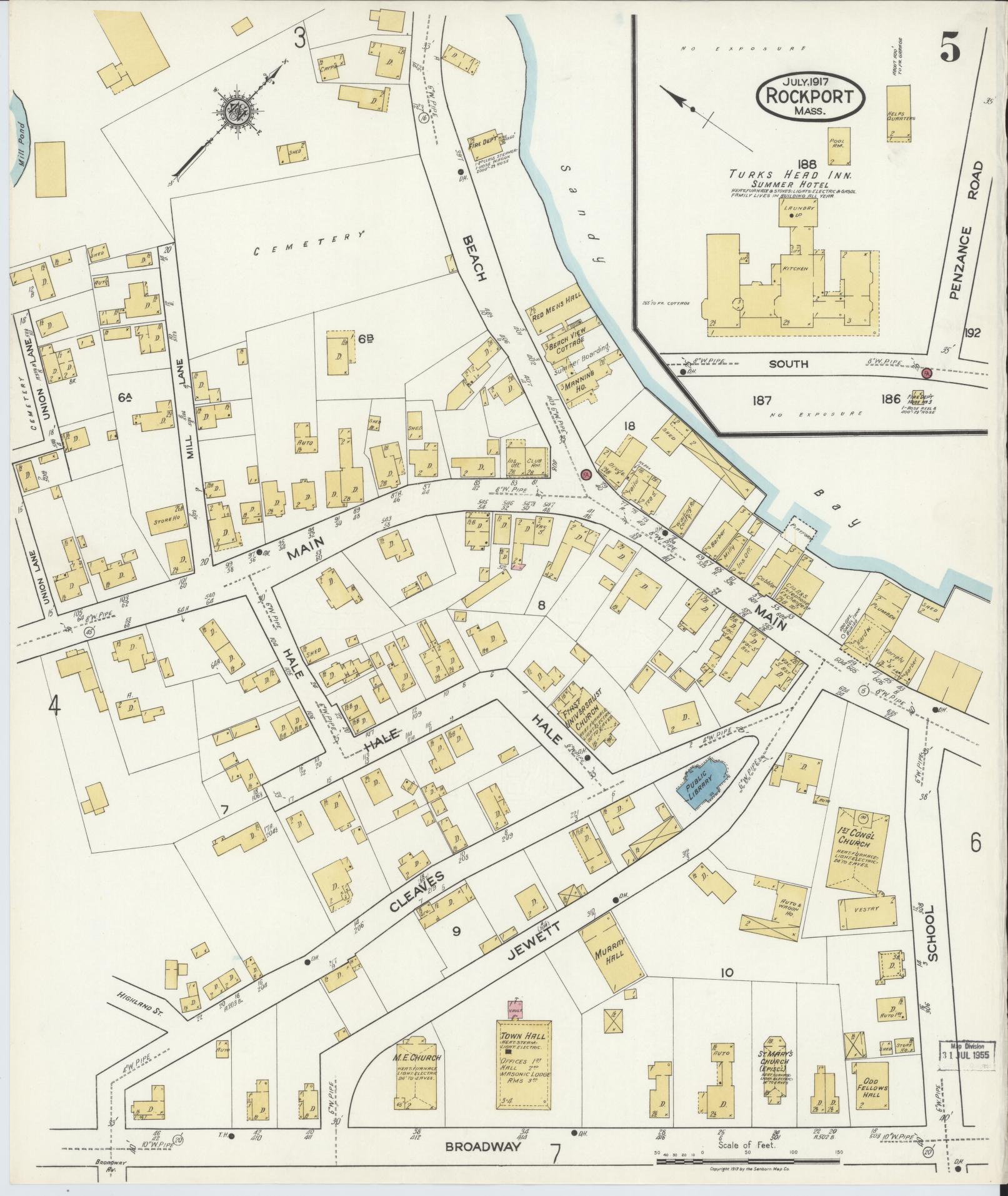 Sanborn Fire Insurance Map from Rockport, Essex County, Massachusetts (1917), Sheet #0005 - Complete Map Set gallery image, historic Sanborn map, vintage wall art, Massachusetts Massachusetts