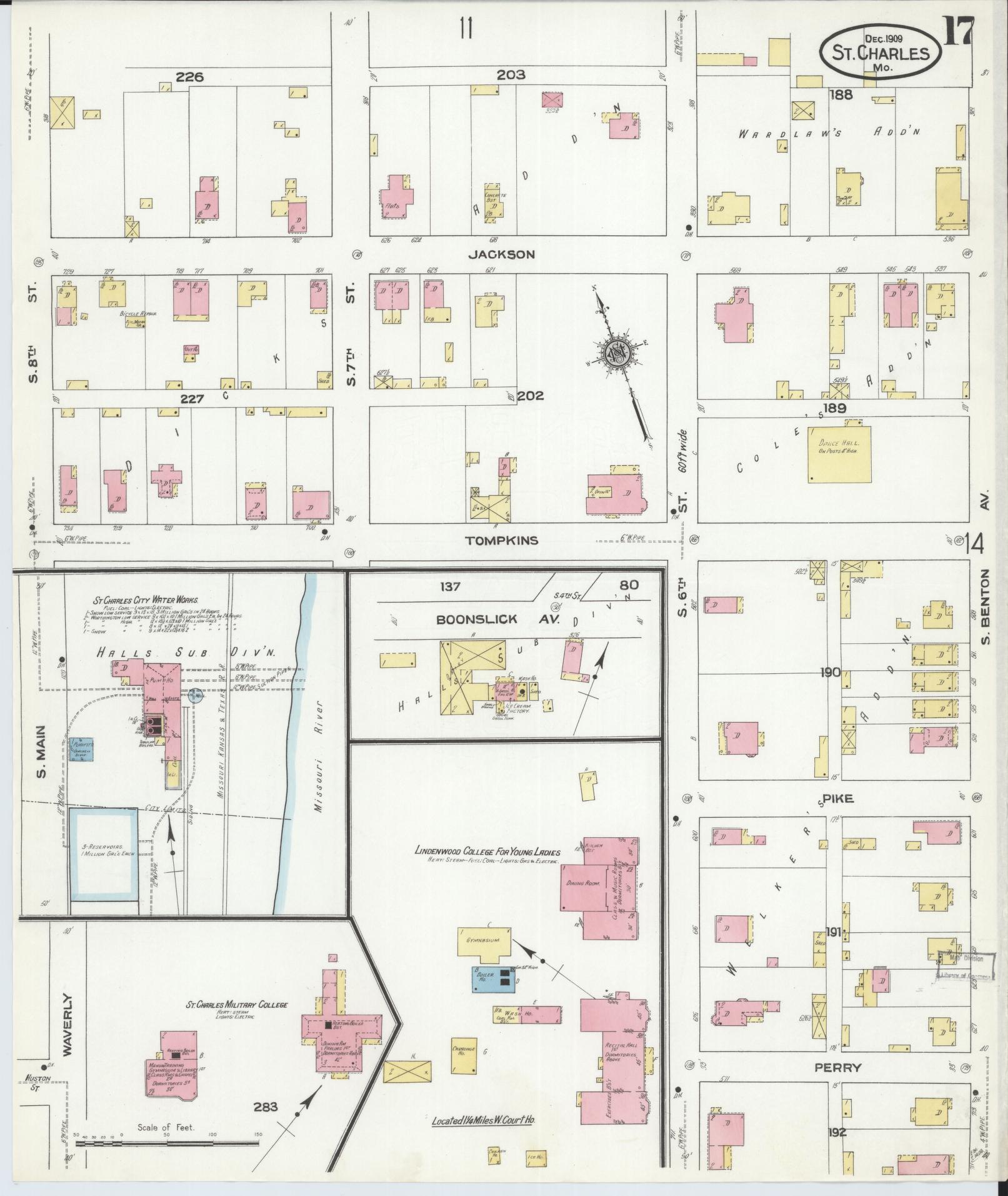 Sanborn Fire Insurance Map from Saint Charles, Saint Charles County, Missouri (1909), Sheet #0017 - Complete Map Set gallery image, historic Sanborn map, vintage wall art, Missouri Missouri