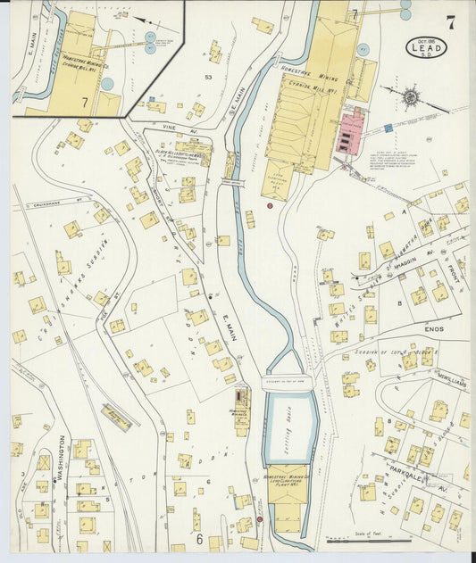 Sanborn Fire Insurance Map from Lead, Lawrence County, South Dakota (1915), Sheet #0007 - Historic Sanborn Fire Insurance Map Print, vintage old map wall art, antique decor, genealogy gift, South Dakota South Dakota map