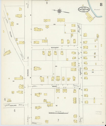 Sanborn Fire Insurance Map from East Hartford, Hartford County, Connecticut (1913), Sheet #0008 - Complete Map Set gallery image, historic Sanborn map, vintage wall art, Connecticut Connecticut