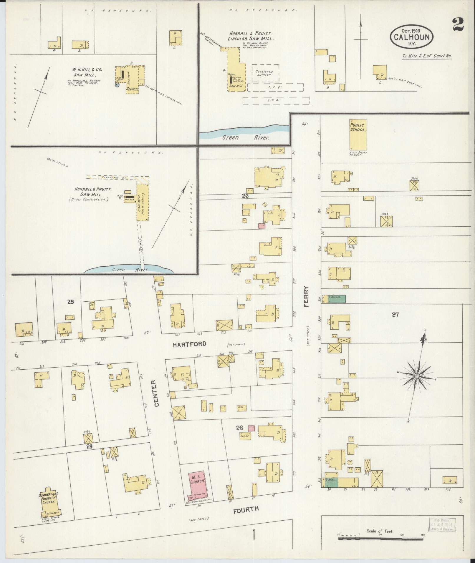 Sanborn Fire Insurance Map from Calhoun, Mclean County, Kentucky (1903), Sheet #0002 - Complete Map Set gallery image, historic Sanborn map, vintage wall art, Kentucky Kentucky