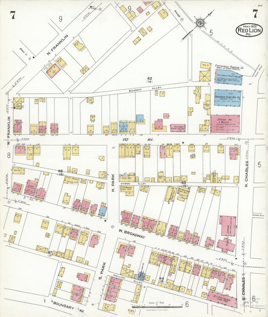 Sanborn Fire Insurance Map from Red Lion, York County, Pennsylvania (1923), Sheet #0007 - Historic Sanborn Fire Insurance Map Print, vintage old map wall art, antique decor, genealogy gift, Pennsylvania Pennsylvania map