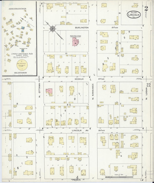 Sanborn Fire Insurance Map from Lincoln, Logan County, Illinois (1914), Sheet #0002 - Historic Sanborn Fire Insurance Map Print, vintage old map wall art, antique decor, genealogy gift, Illinois Illinois map