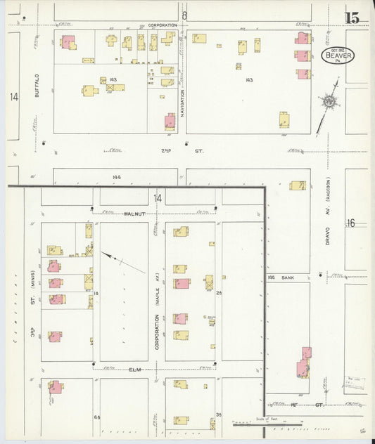 Sanborn Fire Insurance Map from Beaver, Beaver County, Pennsylvania (1912), Sheet #0015 - Historic Sanborn Fire Insurance Map Print, vintage old map wall art, antique decor, genealogy gift, Pennsylvania Pennsylvania map
