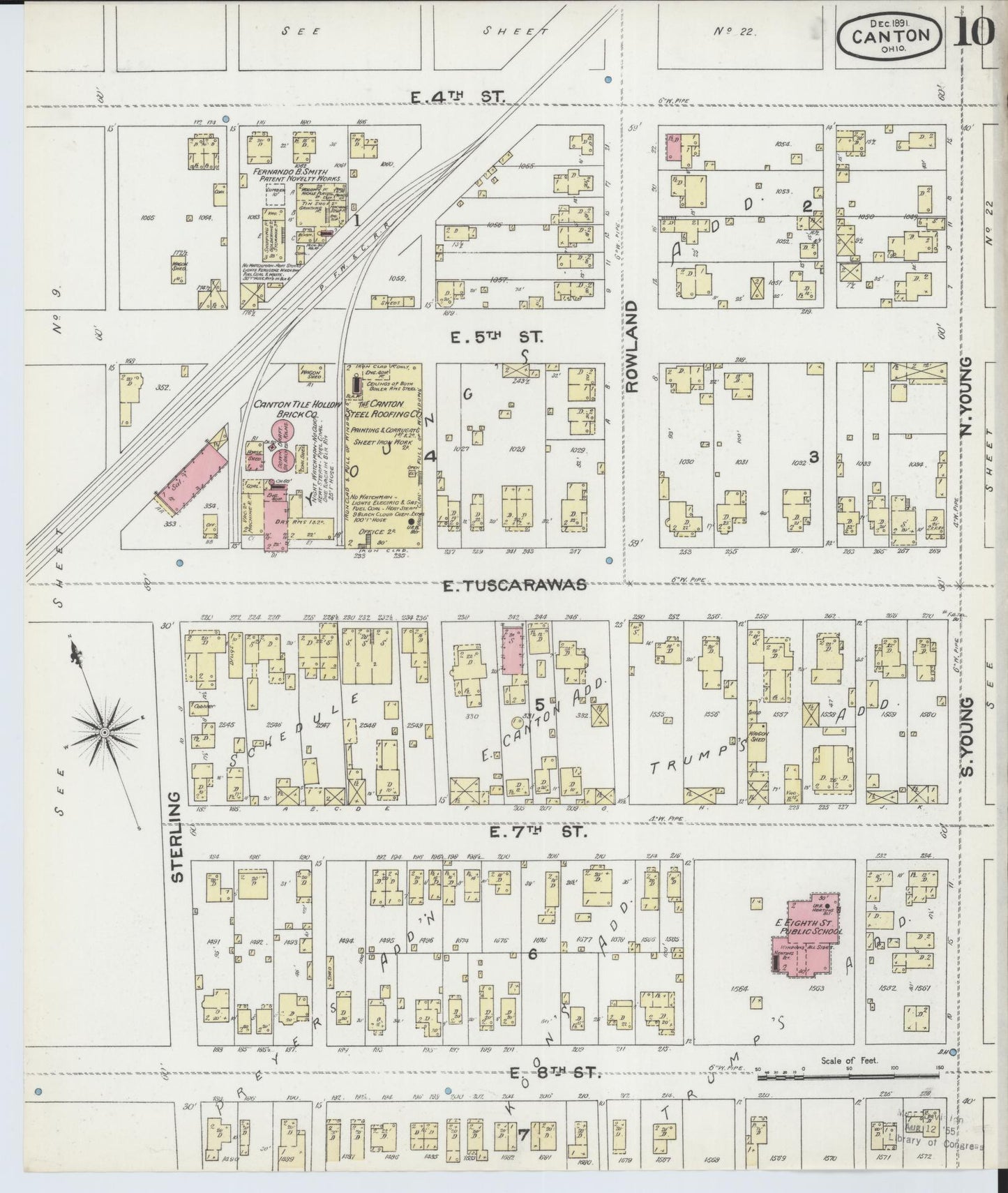 Sanborn Fire Insurance Map from Canton, Stark County, Ohio (1891), Sheet #0010 - Historic Sanborn Fire Insurance Map Print, vintage old map wall art, antique decor, genealogy gift, Ohio Ohio map